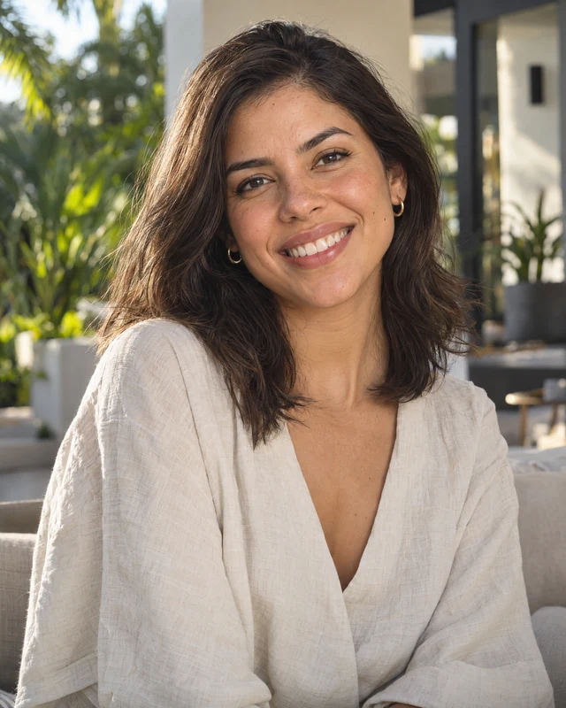 Young woman smiling outdoors